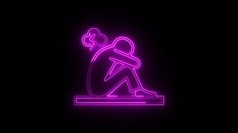 Depression Isolated on Black Background Neon Economic Decline Animation Stock Footage 329503954
