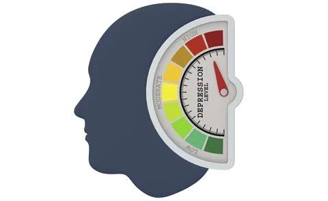 Depression level measuring scale with color indicator Illustrazione stock