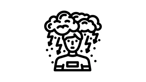 Depression man disease line icon animation Stock Footage 326752405