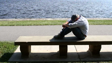 Depression Man Park Bench Stock Footage 47529416