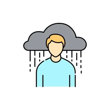 Depression olor line icon. Computer-induced medical problem. Pictogram for we Illustrazione stock