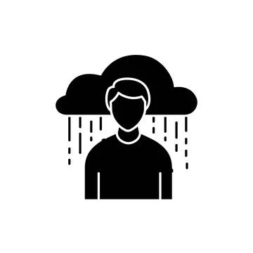 Depression olor line icon. Computer-induced medical problem. Pictogram for we Illustrazione stock
