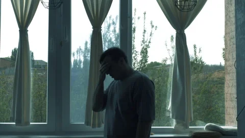 Depression in a person, social problems, a sad person and upset in business Stock Footage 323967382