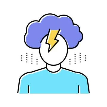 Depression psychological problems color icon vector illustration Stock Illustration