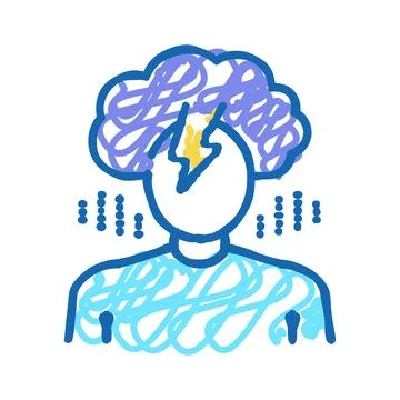 Depression psychological problems icon doodle illustration Stock Illustration