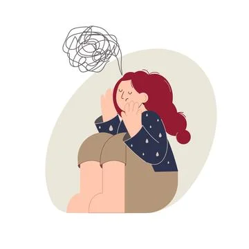 Depression, stress, panic attack. Mental health concept. Psychology psychiatry Stock Illustration