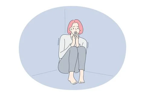 Depression, tears, grief concept 库存插图