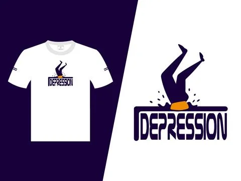 Depression Vector White T-Shirt Design イラスト素材