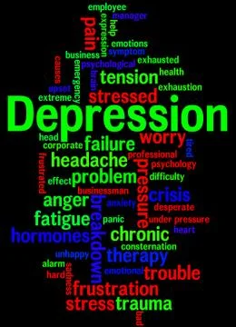 Depression, word cloud concept Stock Illustration