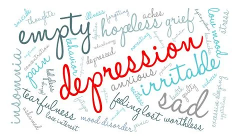 Depression Word Cloud Stock Illustration