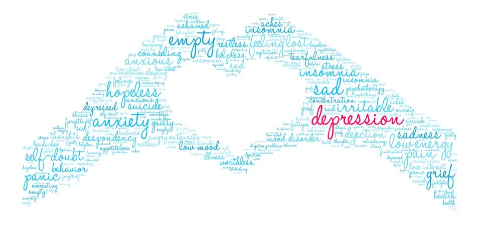 Depression Word Cloud Stock Illustration