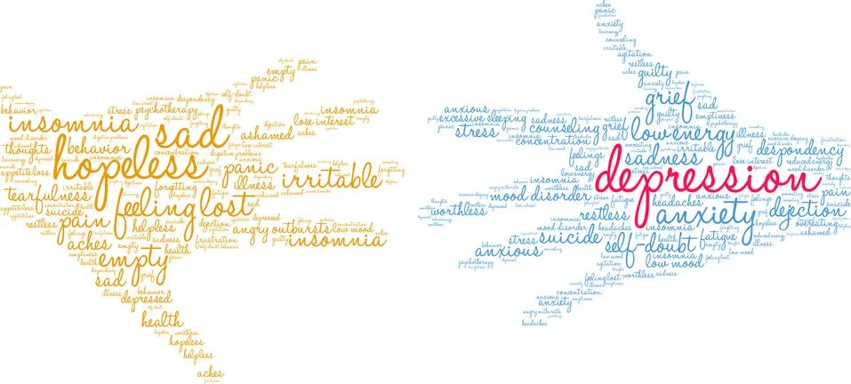 Depression Word Cloud Stock Illustration