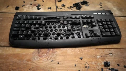 Depression at work. Broken office equipment. Lockdown. Stock-Footage 147075765
