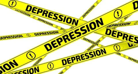 Depression. Yellow warning tapes Ilustração Stock