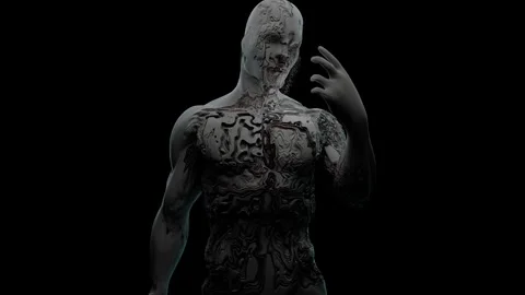 Depressive personality crumbles from the inside, 3D concept. Stock Footage 242472675