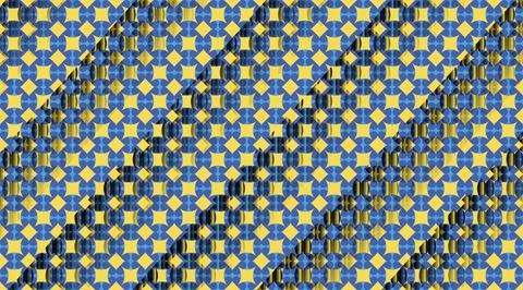 Depth 3d abstract blue and yellow corporate concept background aesthetic effe Stock Illustration