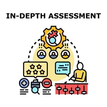 In depth assessment process analyzing customer feedback and data イラスト素材