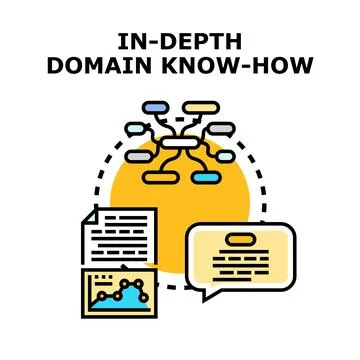 In depth domain know how conceptual diagram with data analysis Stock Illustration