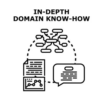In depth domain know how conceptual diagram with data analysis Stock Illustration