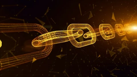 Depth of field, Network Chain Links Connections, Crypto currency connected an Stock Footage 109045191