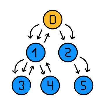 Depth first search dfs icon color illustration 스톡 일러스트