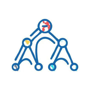 Depth first search dfs icon doodle illustration Stock Illustration