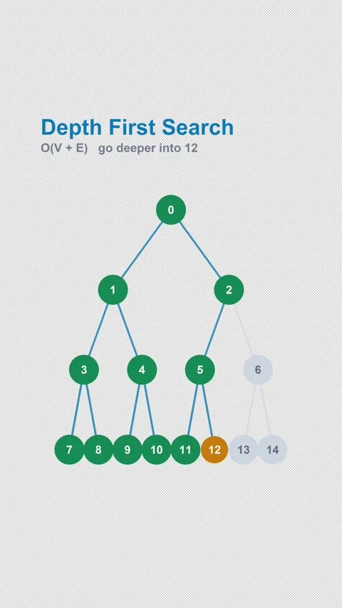 Depth First Search Labeled Graph Traversal Alpha 4K Vertical 9x16 Light Stock-Footage 339515538