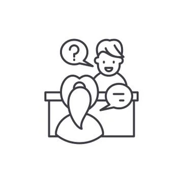 In depth interview line icon concept. In depth interview vector linear Stock Illustration