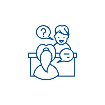 In depth interview line icon concept. In depth interview flat vector symbol Stock-Illustration