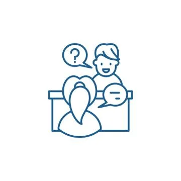 In depth interview line icon concept. In depth interview flat vector symbol Stock-Illustration