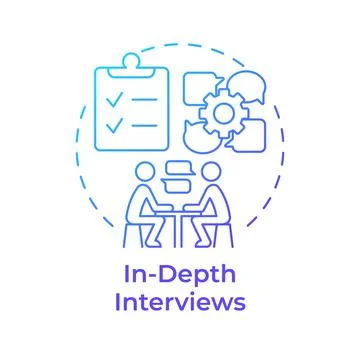 In-depth interviews blue gradient concept icon Stock Illustration