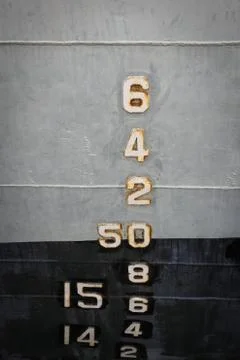 Depth markers. figures show the depth of ship Stock Photos