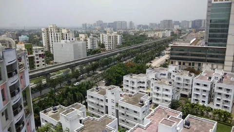 Depth View from a high rise of the City of Kolkata, India - RAW stock footage Video stock 91476752