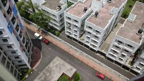 Depth View from a high rise of the City of Kolkata, India - RAW stock footage Video stock 91476876