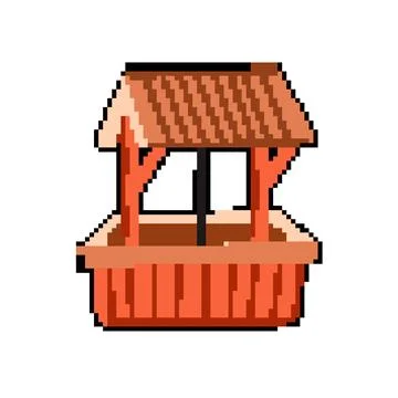 Depth well water pixel art vector illustration Stock Illustration