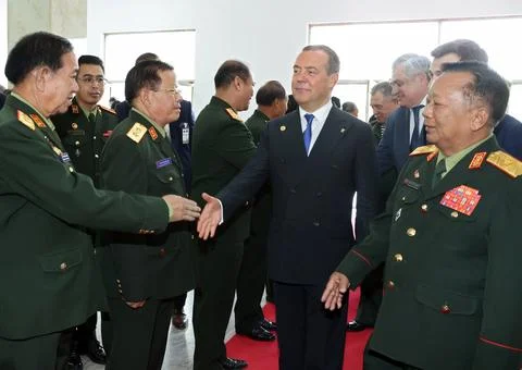 Deputy chairman of Russia's Security Council Dmitry Medvedev visits Laos, Vienti Stock Photos