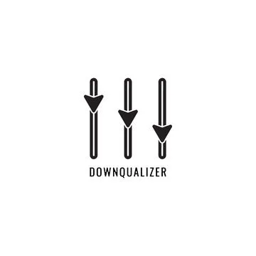 Dequalizer logo design template Isolated on white background. Down arrow bl.. Illustrazione stock