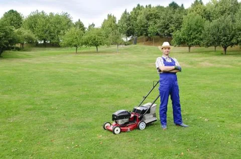 Der Rasenmäher Mann Stock Photos