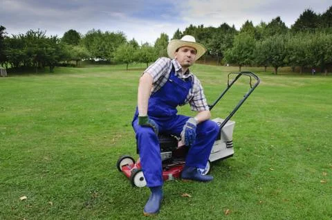 Der Rasenmäher Mann Stock Photos