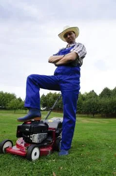 Der Rasenmäher Mann Stock Photos