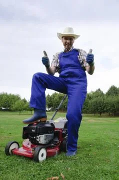 Der Rasenmäher Mann Stock Photos