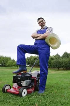 Der Rasenmäher Mann Foto stock