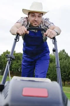 Der Rasenmäher Mann Stock Photos