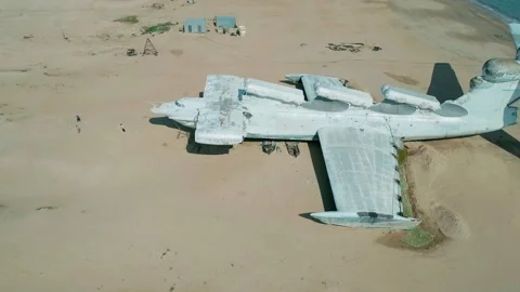 Derbent, Dagestan- August 01, 2021: Aerial high angle view of a military Stock-Footage 171280932
