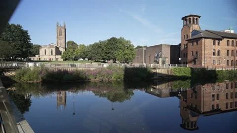 Derby Cathedral and The Museum of Making, Derby, Derbyshire, England Stock Footage 281297543