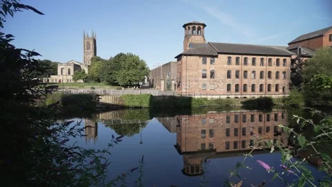 Derby Cathedral and The Museum of Making, Derby, Derbyshire, England Stock Footage 281297561