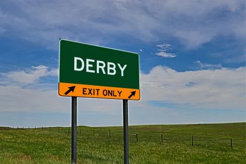 DERBY US Highway Exit Only Sign Stock Photos