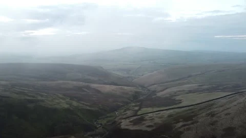 Derbyshire Hills Low Cloud in Winter Track Forward Stock Footage 208878618