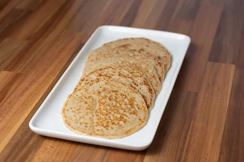 Derbyshire oatcakes viewed from an angle Stock Photos