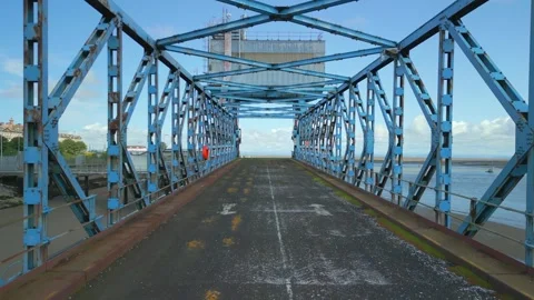 Derelict dock loading bridge, slow fligh... | Stock Video | Pond5